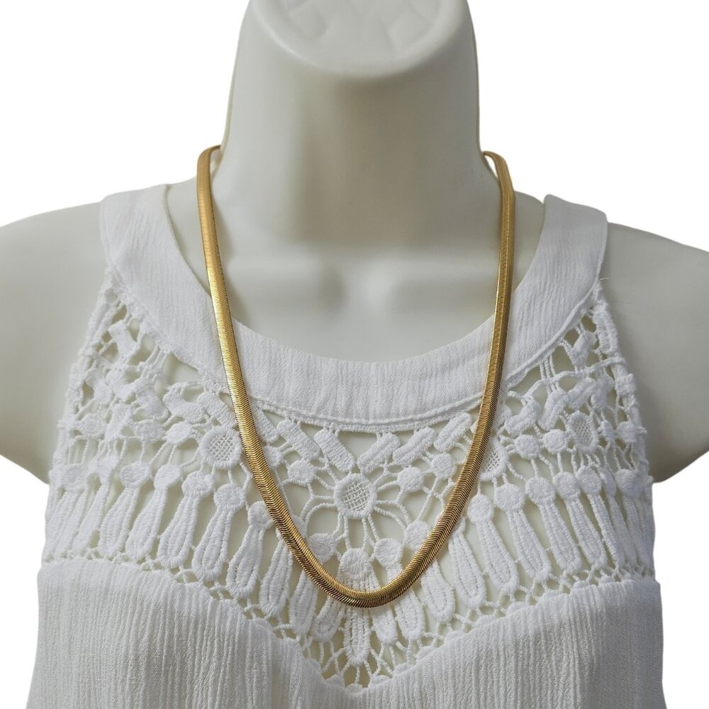 Vintage Monet Gold Tone Herringbone Chain Necklace
